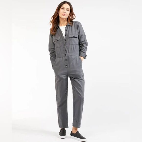 NWT OUTERKNOWN Navy Linen Organic Cotton Blend S.E.A. Long Sleeve Jumpsuit Suit - Picture 10 of 16